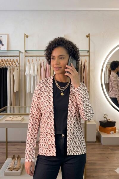 MODA GLORY Geometrik Desenli Modern Ceket