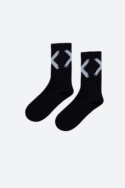 REAL DREAM Black X Logo Sports Knit Socks – Casual Comfort and Modern Style