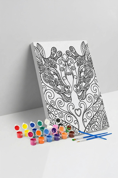 Tabdiko Zürafa Desenli Mandala Tuval Boyama Seti 40x50 cm