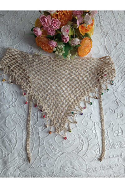 Bircan Hediyelik Bandana simli ip tahta boncuklu