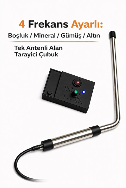 MurayTekno 4 Frekanslı Alan Tarayıcı Çubuk Boşluk,Mineral,Gümüş,Altın Dedektö...