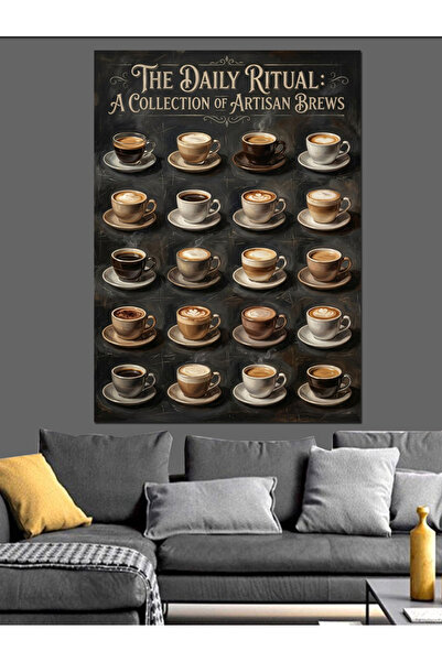 Artmeg Căni de cafea pe tablă decorativă din pânză - Tablou din lemn MDF