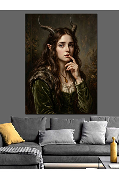 Artmeg Pânză decorativă pentru femei Mystic cu coarne și frunze - Masă din le...
