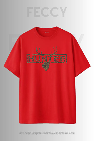 FECCY Tricou unisex supradimensionat cu imprimeu Hunter, tematică Hunter, pen...