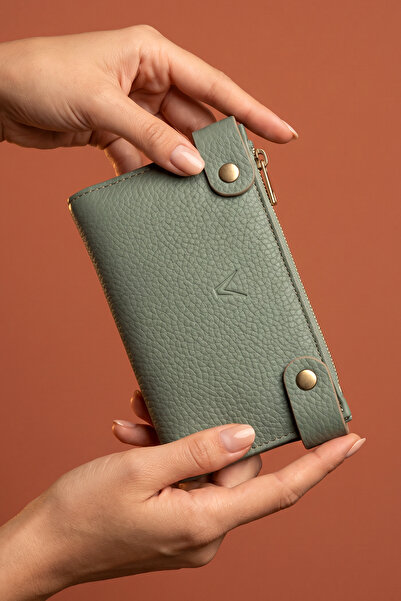 Valmont Stylish Leather Women's Wallet in Mint Green with Special Box, Zipper...