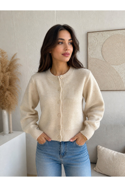 Bessia Butik Cream Touch Düğmeli Hırka