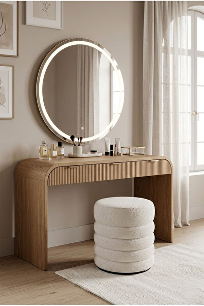 İFA Mirage Modern Silindir Puf Tabure – Minimal Tasarım Oturma Pufu | Krem