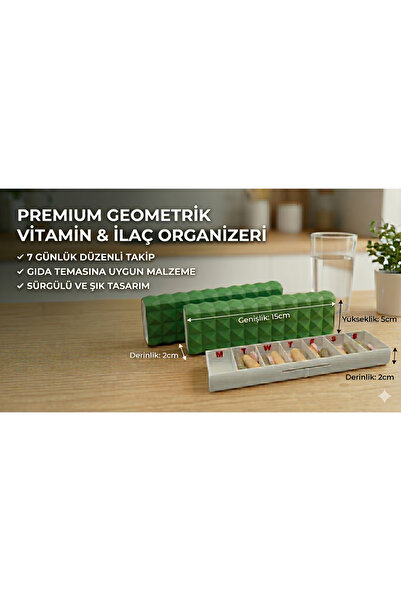 GizzyToyz 7 Günlük Sürgülü - Kapaklı İlaç Vitamin Saklama - Taşıma Kutusu Kab...