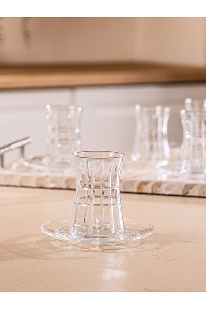 Denis Home Vintage Kristal Şeffaf 12 Parça 6 Kişilik Çay Seti