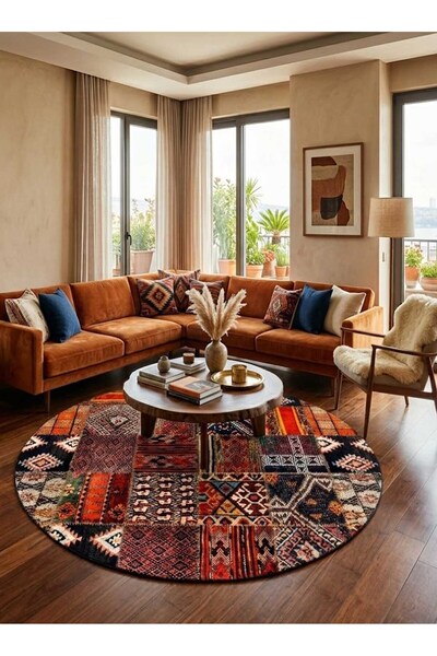 Qatalina Dijital Baskılı Kilim Model Makinede Yıkanabilir Kaymaz Taban Halı q...