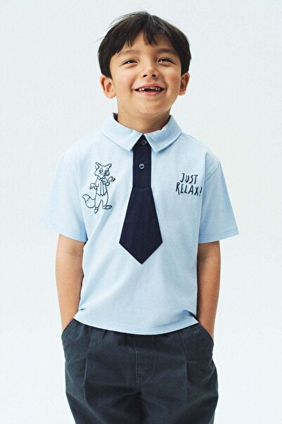 H&M Appliquéd cotton polo shirt
