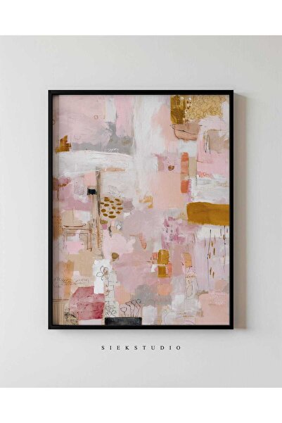 NinaStore Açık Pembe Pastel Soyut Duvar Sanatı - Modern Nötr Baskı Tablosu - ...