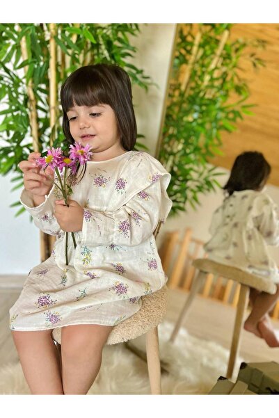 SİELA ÇOCUK Müslin Kız Çocuk Elbise Lila