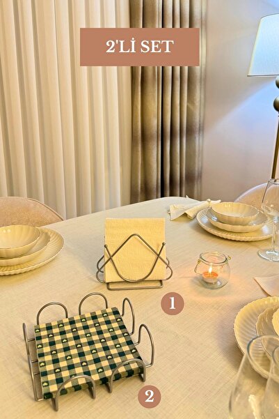 Edora Home Set od 2 mat srebrna četvrtasta držača za salvete, trokutasti drža...