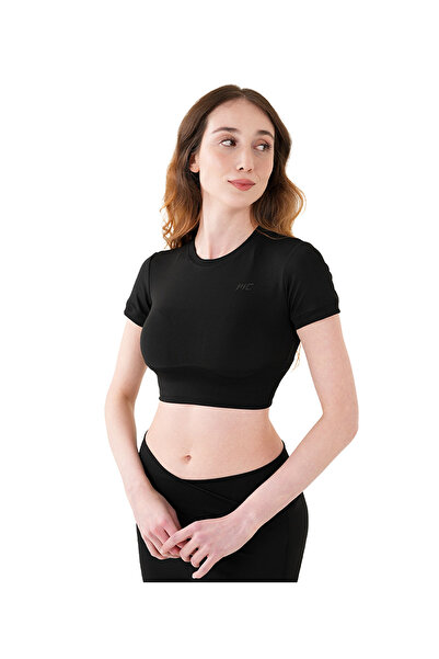 MUSCLECLOTH Aura Cross Crop T-Shirt Siyah