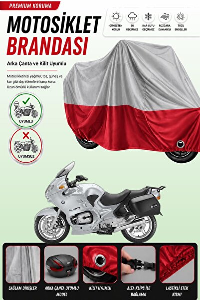 Cemku Double غطاء علوي رمادي - سفلي أحمر، غطاء خلفي متوافق مع دراجة BMW R 115...
