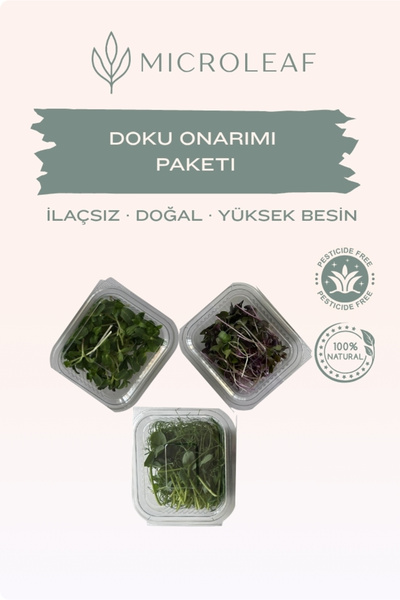 MICROLEAF Doku Onarımı 3'lü Paket - Ayçiçeği, Bezelye ve Rambo Turp Mikro Yeş...