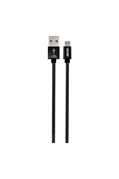 Grixx Cablu date Optimum - Micro USB to USB, impletit, lungime 1m - negru