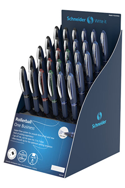 SCHNEIDER Display One Business, 30 rollere cu cerneala 0.6mm-(12x albastru,ne...