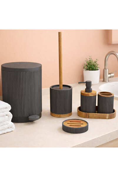 AROW Camellia Gri Banyo Seti Akrilik 6 parça Yuvarlak TR-6477