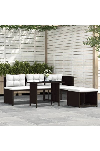 vidaxl Set mobilier de gradina, 4 piese, maro, poliratan
