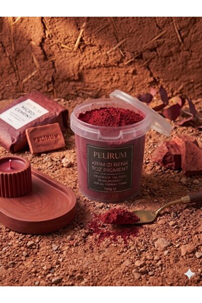 Pelirum Toz Kırmızı Pigment 100 gr - Dekoratif Taş Tozu Renklendirici Renk To...