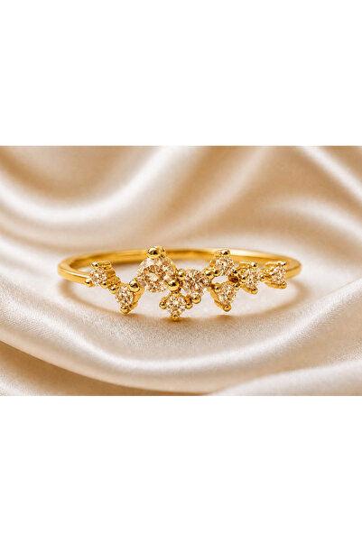 Cecile Jewellery Champagne Morganite Star Gümüş Yüzük, 925 Ayar Zirkon Champa...