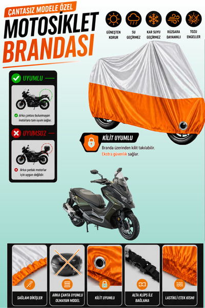 Cemku Twin غطاء محرك متوافق مع Kymco Xtown 250i باللون الرمادي من الأعلى والب...