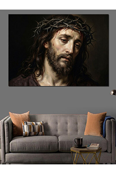 Artmeg Portretul lui Isus trist cu coroana de spini - Pânză decorativă - Tabl...