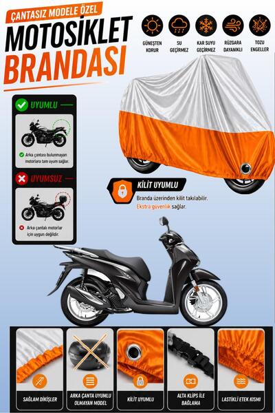 Cemku Twin Top Gray - Bottom Orange Honda Sh 150 Compatible Engine Cover, Rea...