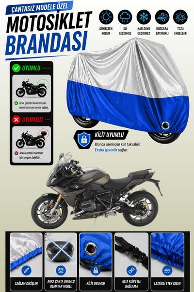 Cemku Twin غطاء محرك متوافق مع سيارة BMW R 1200 RS باللون الرمادي من الأعلى و...