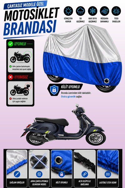 Cemku Twin غطاء محرك متوافق مع Vespa GTS 125 Supertech باللون الرمادي من الأع...