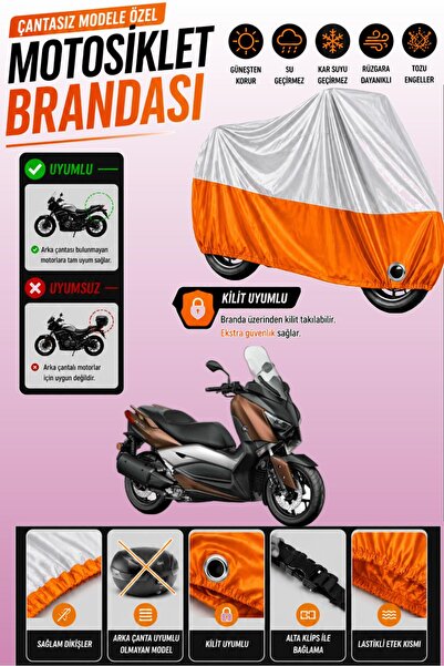 Cemku Twin غطاء محرك علوي رمادي - سفلي برتقالي لـ Yamaha X-Max 300 متوافق مع ...