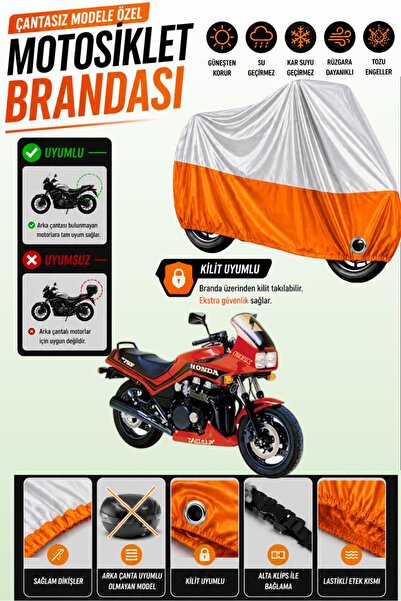 Cemku Twin غطاء محرك متوافق مع هوندا CBX 750 باللون الرمادي من الأعلى والبرتق...
