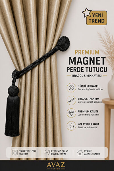 AVAZ TEKSTİL Premium Magnet Perde Tutucu Braçol – Dekoratif Mıknatıslı Perde ...