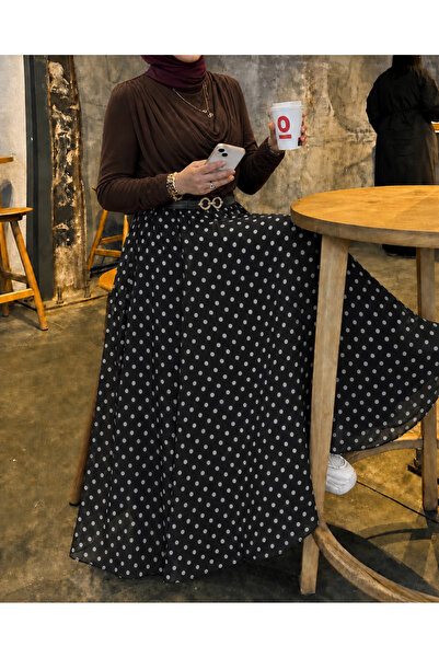 Nursay Drawstring Blouse Polka Dot Skirt Set
