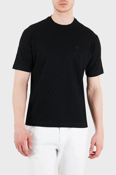 Emporio Armani Cotton Regular Fit Logo Crew Neck Jacquard t Shirt Men's t Shi...