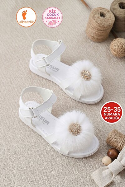 AlbiShoes Devojčice sandale sa pomponima, resicama i kamenčićima, letnje sand...