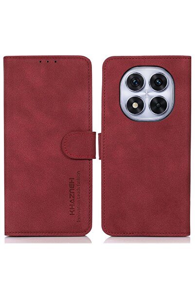 KHAZNEH Retro Leather Θήκη Πορτοφόλι Red (Xiaomi Redmi Note 14 Pro 4G)