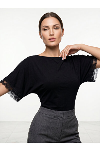 Sagre&Sisters بلوزة نسائية بأكمام مزينة بالدانتيل - أنيقة وعصرية