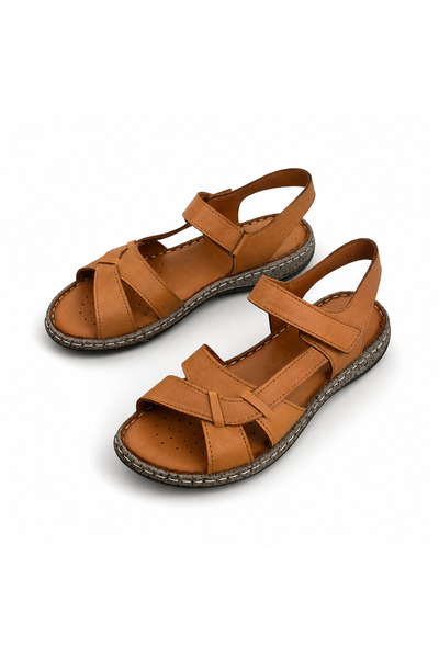 PATRON SHOES Hakiki Deri Ortopedik Taban Kadın Sandalet – Günlük Konfor ve Şı...