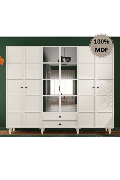 comiet Zambak 6 Kapak Mdf Ayaklı Tasarım Gardırop