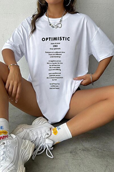 Gisha Tricou de damă Optimistic White Oversize Salas Boyfriend