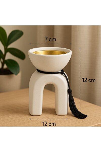 Generic Modern Style White Ceramic Incense Burner with Black Decorative Rope ...