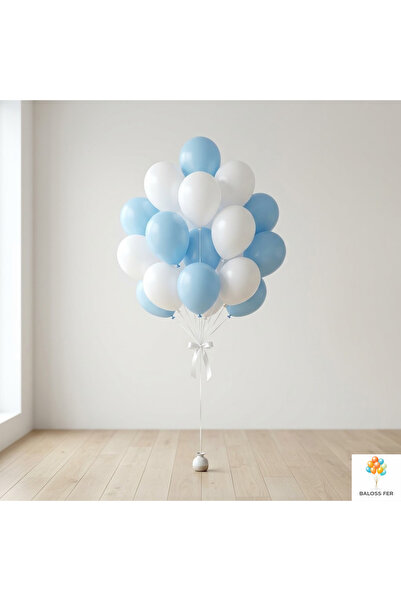 baloss fer Pastel Blue White Balloon Set 20 Pieces Birthday Party Decoration ...