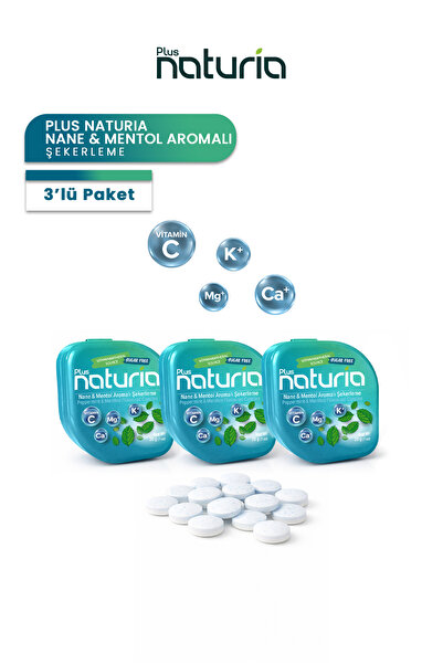 Plus Naturia Şekersiz Şekerleme | 3 ADET, Stevialı , Nane & Mentol Aromalı Vi...