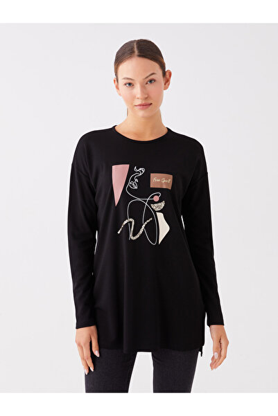 LC Waikiki Crew Neck Printed Long Sleeve Women's Tunic