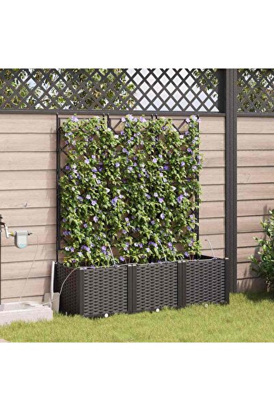 vidaxl Vaza pentru Gradina 3 pcs Negru 120 x 40 x 142 cm Plastic