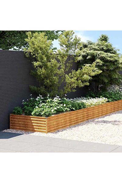 vidaxl Strat inaltat de gradina, 579x100x36 cm, otel corten
