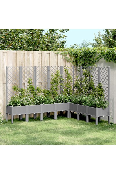 vidaxl Jardiniera de gradina cu spalier gri deschis 200x160x142 cm PP